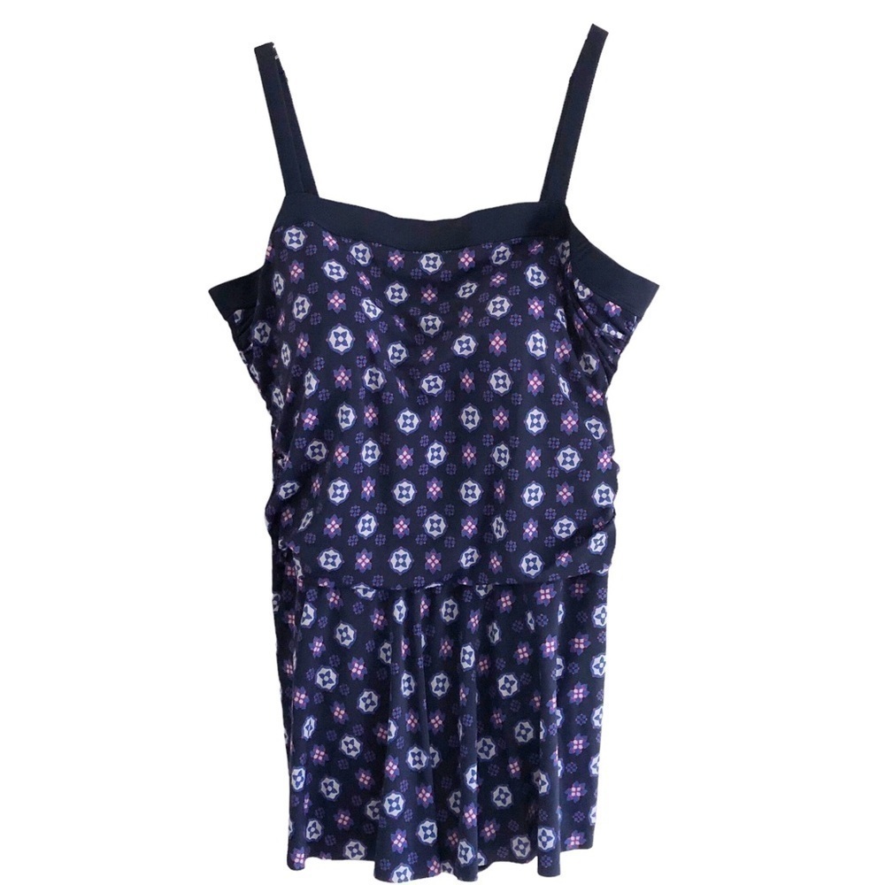Swimsuits For All Blue Printed Swim Dress Size 28